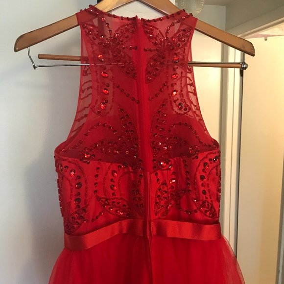 Beautiful Red Beaded Bodice Tulle Gown! - Picture 2 of 4